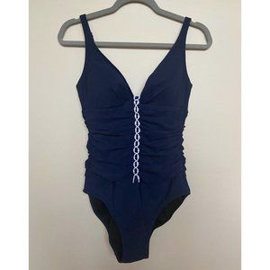 Profile by gottex BlueWhite One Piece Bathing Suit